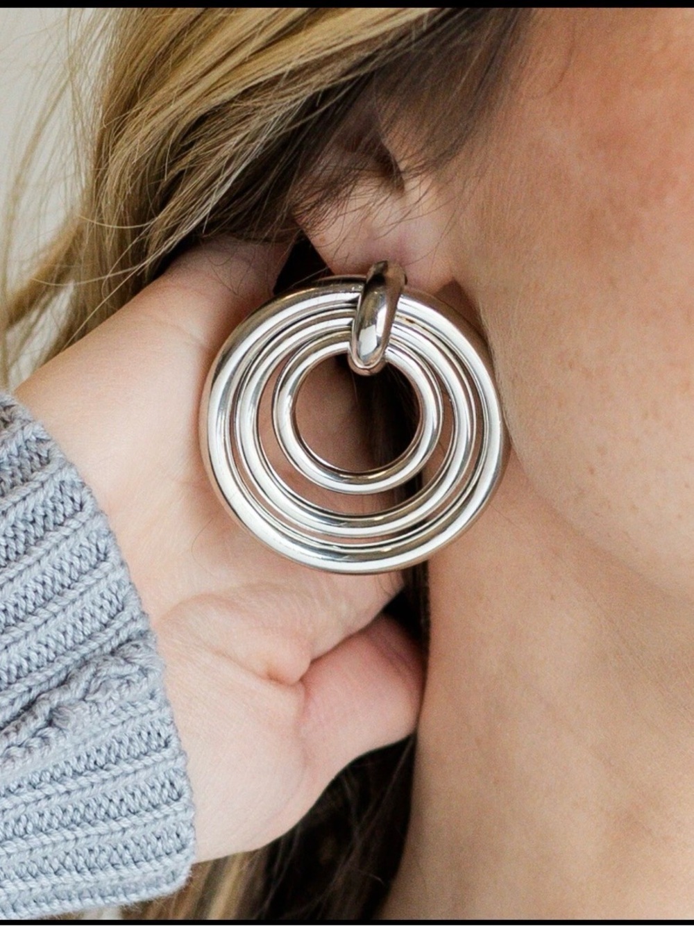 Plunder Design Jewelry Brody Silver Triple Hoop Dangle Earrings